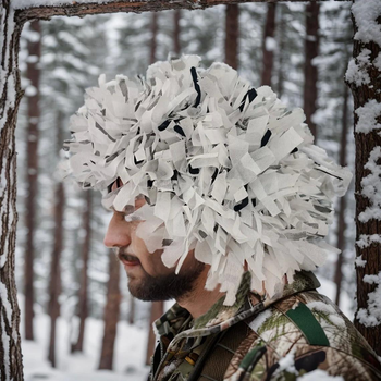 Маскировочный кавер - тактическая маскировка - кавер белый - зима, маскировка для военных, охотников и рыбаков