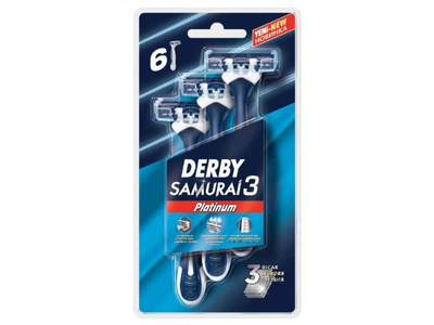 Бритви одноразова Derby 6шт 3 леза SAMURAI PLATINUM