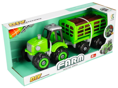 Traktor Mega Creative z przyczepą i kłodami Zielony (5908275179238)