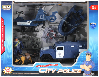 Набір поліцейських транспортних засобів Mega Creative Special Force City Police Автомобіль + Гелікоптер + Понтон із фігурками та аксесуарами (5904335897036)