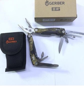 Myльтіінcтpyмент плоскогубці камуфляж 10 в 1 GERBER з найбільш необхідними елементами надійний інструмент з плоскогубцями та для ремонту виживання в дикій природі AI