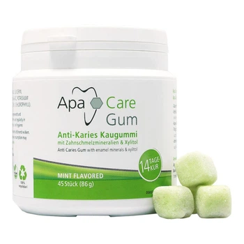 Жувальна гумка з ксилітом і кальцієм APACARE Gum BOX 45 шт (02105)
