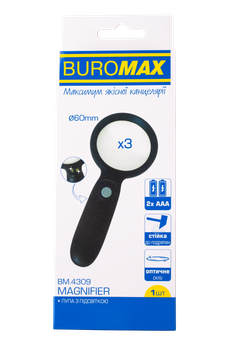 Лупа с подсветкой Buromax Magnifier c кратностью увеличения x3 диаметр 60мм пластик черная (BM.4309)