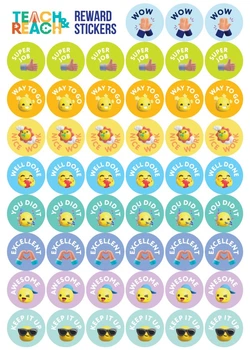 Наліпки оцінки англійською мовою "Емодзі Emoji" А5, TEACH&REACH