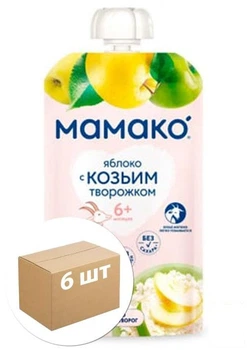 Пюре детское с яблоком с козьим творожком Мамако, 120г уп 6 шт (88266)