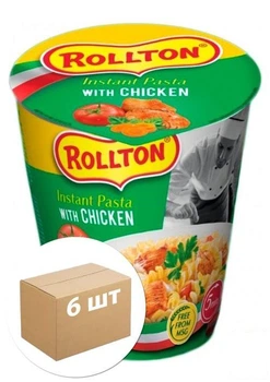 Макароны с курицей (стакан) ТМ "Rollton" 70г упаковка 6шт (89766)