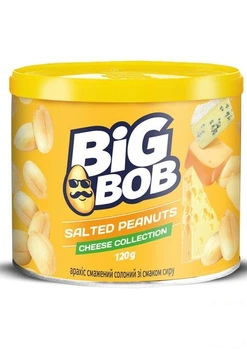 Арахіс Big Bob смажений солоний у банці зі смаком сиру 1х120 г (105382)