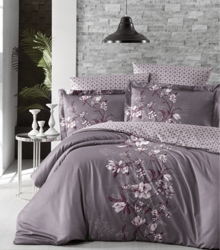 Комплект постільної білизни Satin Cotton First Choice - First Choice - S-476 EVAN LİLAC - Полуторний - Коричневий