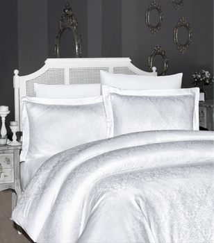 Комплект постельного белья Jacquard Satin First Choice - First Choice - JS-121 MISRA WHITE - Евро - Белый