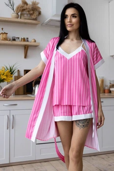 Женский комплект для сна в полоску Км1900п Малиновый, 3XL (52-54)