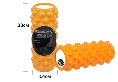 Массажный ролик EasyFit Extreme 33x14 см (EF-EXTR33OR) оранжевый (роллер, валик, цилиндр МФР и йоги, массажер для спины, ног, рук, шеи)