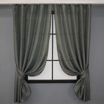 Комплект коротких штор VR-Textil Лен Мешковина № 1282ш 130х170 см 2 шт Серый (35-0084)