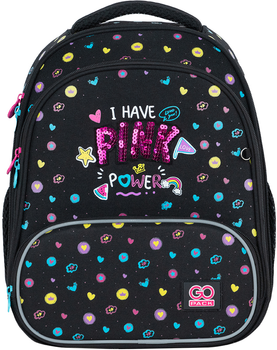 Шкільний рюкзак GoPack Pink Power каркасний 38x28x15 см Чорний (GO24-597M-2)