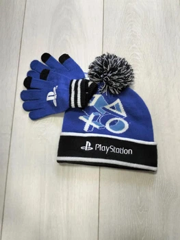 Комплект детский шапка и перчатки синий Playstation Primark S-M (900095697)