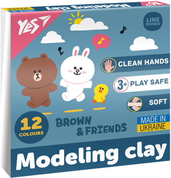 Пластилін YES Line Friends 12 кольорів 240 г (540670) (4823095406702)