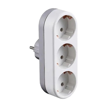 Тройник Euroelectric EE-3-16A X3 с заземлением белый
