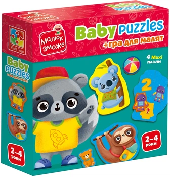 Пазлы картонные Vladi Toys с игрой Животные Игрушки (укр) (VT1722-27)
