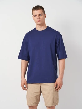 Футболка бавовняна довга чоловіча Ray Oversize Unisex U0104M L/XL Темно-синя (RAY2000000023816)