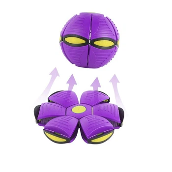 Летающая тарелка мяч-трансформер с LED подсветкой фрисби Freesby UFO Flat Ball Disc фиолетовая