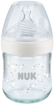 Скляна пляшечка для годування Nuk Nature Sense з соскою Біла 120 мл (4008600441427)