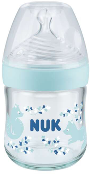 Скляна пляшечка для годування Nuk Nature Sense з соскою Блакитна 120 мл (4008600441441)