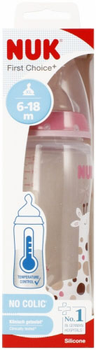 Пляшечка для годування Nuk First Choice Giraffe з індикатором температури Рожева 300 мл (4008600439912)