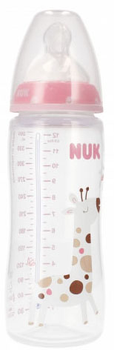 Butelka do karmienia Nuk First Choice Giraffe ze wskaźnikiem temperatury Różowa 300 ml (4008600439912)