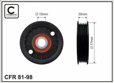 Ролик ремня приводного CAFFARO 8198 Audi A4, A6; Volkswagen Passat 028145278M, 028903315M