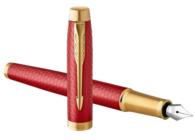 Pióro wieczne Parker IM Premium Red & Gold Fountain Pen with Chrom Niebieskie (3026981436505)