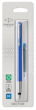 Ручка пір'яна Parker Vector Blue Fountain Pen with Chrom Синя (3501179801704)