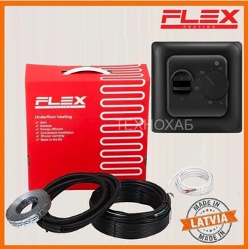 Теплый пол Flex 0,5м²-0,6м²/ 87Вт (5м) нагревательный кабель под плитку 17,5 Вт/м с механическим терморегулятором RTC70 черный
