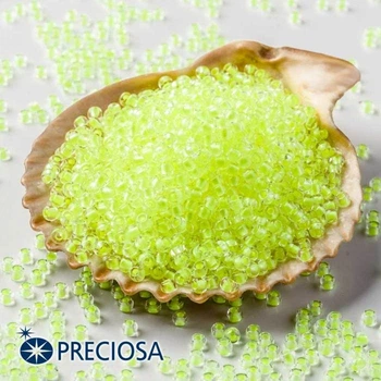 Бісер 08786 Чеський Preciosa 10/0, Прозорий, Забарвлення з Середини CTCM, Салатовий, Круглий, 50 г