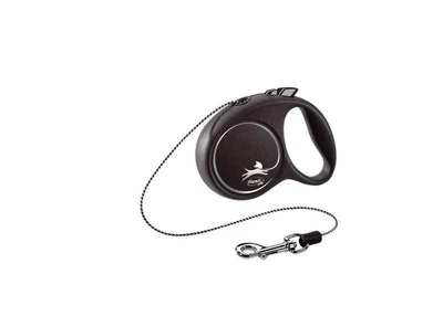 Flexi (Флексі) Black Design XS - Повідець-рулетка для собак дрібних порід, трос (3 м, до 8 кг) срібний