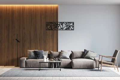 Декоративное панно на стену из дерева Upwood Decor Ковер из листьев 21 Carpet of leaves 21 35.3 х 120 см black