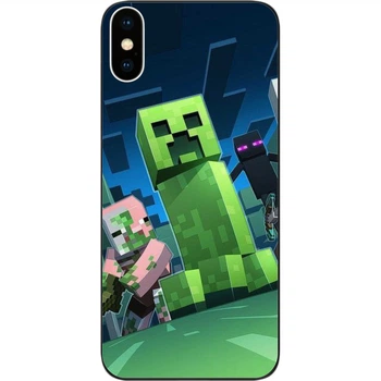 Силиконовый чехол SMTT для iPhone X с картинкой Зеленый крипер