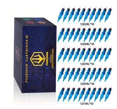 Одноразовые модульные картриджи POSEIDON S-MIX2 50 шт, контурные иглы RL/ELT с мембраной для тату мастера