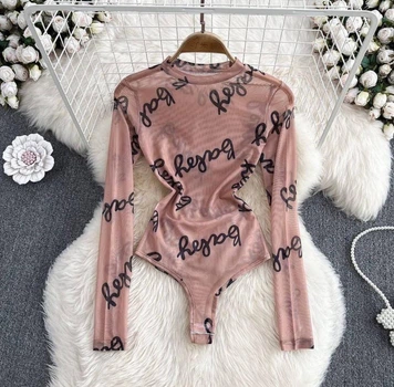 Сітчастий прозорий комбідрес боді з написом baby Honey Fashion Accessories М бежевий (10-119)