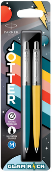 Набір кулькових ручок Parker Jotter Glam Rock Blue/Yellow Сині 2 шт (3026981621420)