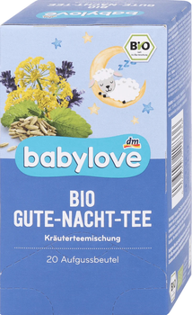 Органічний чай для немовлят травяний Babylove Bio, для легкого засинання з 5 міс. (20пакетиків х 1,75 г), 35 г