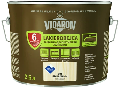 Лак тонирующий деревозащитный Лакобейц Vidaron L01 бесцветный 2,5 л