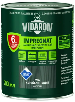 Пропитка для дерева Импрегнат Vidaron V16 серый антрацит 0,7 л