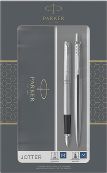 Набір Parker Jotter Stainless Steel CT Best Value Кулькова ручка + Пір'яна ручка Сині (3026980932589)