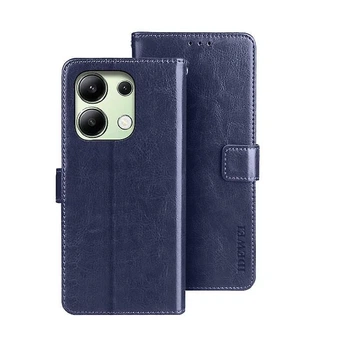 Чехол Idewei для Xiaomi Redmi Note 13 книжка кожа PU с визитницей синий