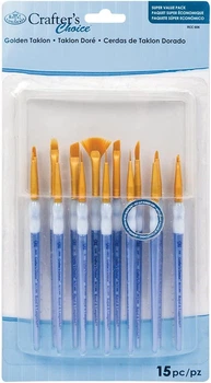Набор кистей Royal & Langnickel Royal Brush Crafter's Choice Mini Gold Taklon Brush Value Set 15/Pkg, Multi