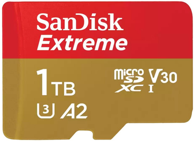 Karta pamięci SanDisk Extreme microSDXC 1TB Class 10 UHS-I UHS-I U3 + adapter SD (SDSQXAV-1T00-GN6MA)