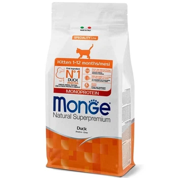 Monge (Монж) Natural Superpremium Monoprotein Kitten Duck - Сухий монопротеїновий корм з качкою для кошенят всіх порід, 400 г