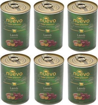 Упаковка консерв для собак Nuevo Adult з ягням і картоплею 6 шт. 400 г (4250231595561)