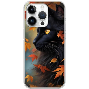 Силиконовый Чехол с Картинкой для iPhone 14 Pro Max Принт (Чёрный Кот) (44843-ysm007)