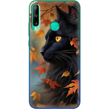 Силиконовый Чехол с Картинкой для Huawei P40 Lite E Принт (Чёрный Кот) (39374-ysm007)