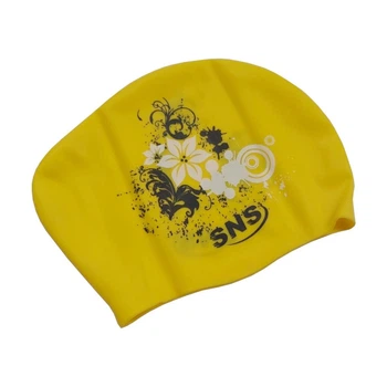 ​Шапочка для плавания женская для долгого волоса SNS KW-3Ж yellow flowers